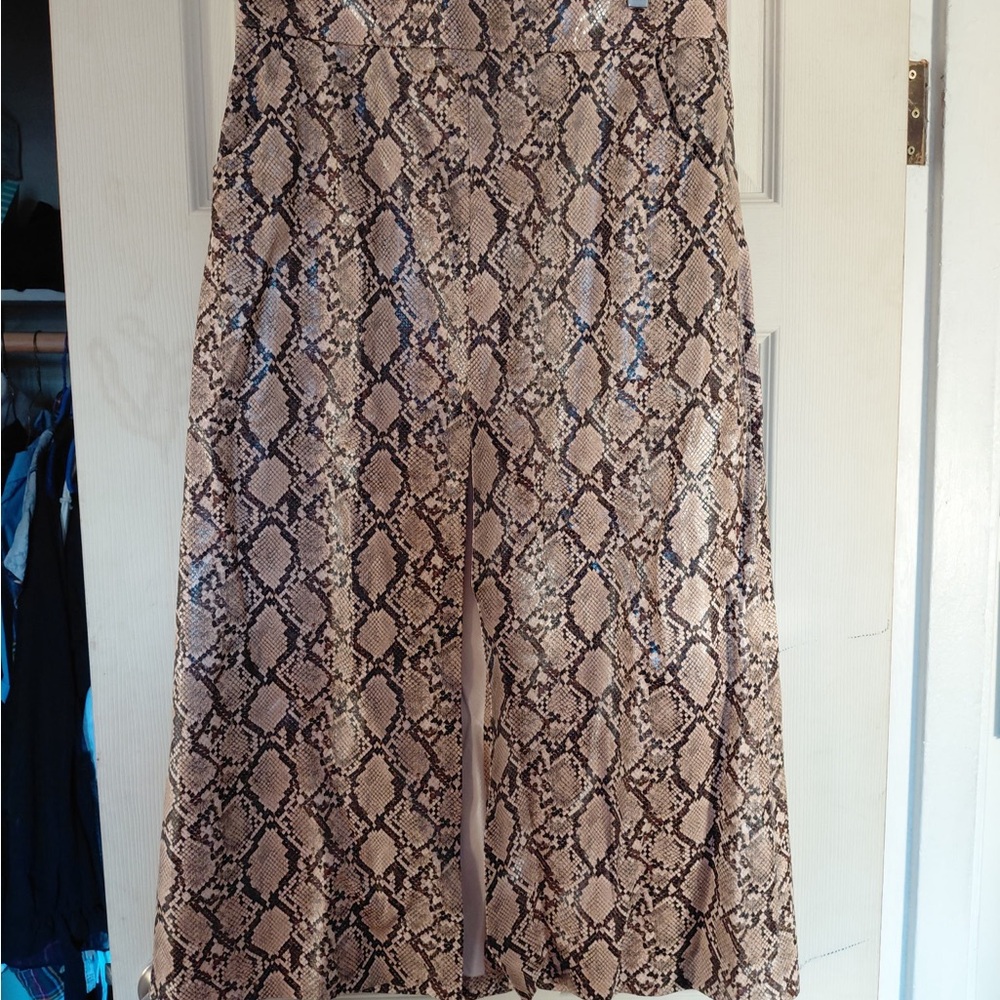 Zara Snake Print Maxi Skirt - Brown and Black